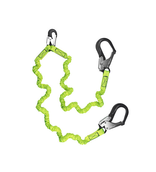 SafeWaze PRO 6' Stretch Internal Energy Absorbing Lanyard: Dual Leg, Alu Rebar Hooks