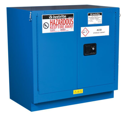 22 Gallon, 1 Shelf, 2 Doors, Self Close, Hazardous Material Cabinet, Sure-Grip® EX Undercounter, Royal Blue - 862328