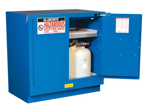 22 Gallon, 1 Shelf, 2 Doors, Self Close, Hazardous Material Cabinet, Sure-Grip® EX Undercounter, Royal Blue - 862328