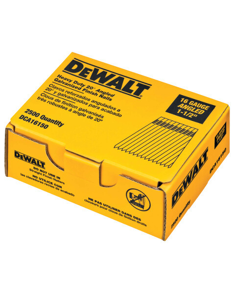 DEWALT Finish Nails, 20-Degree, 1-1/2-Inch, 16Ga, 2500-Pack