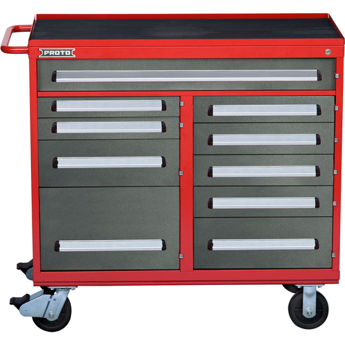 PROTO 45In Wrkstn 10 Drw Red/Gray