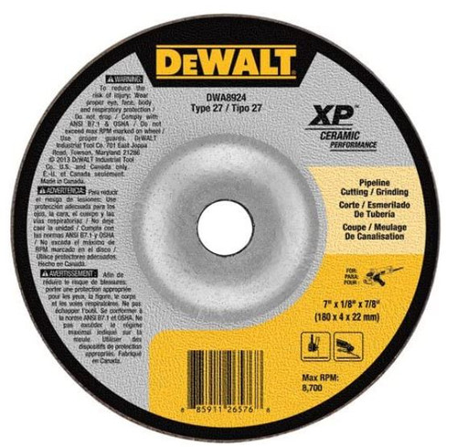 DEWALT Extended Performance Pipeline Grinding 7-Inch X 1/8-Inch X 7/8-Inch Ceramic Abrasive