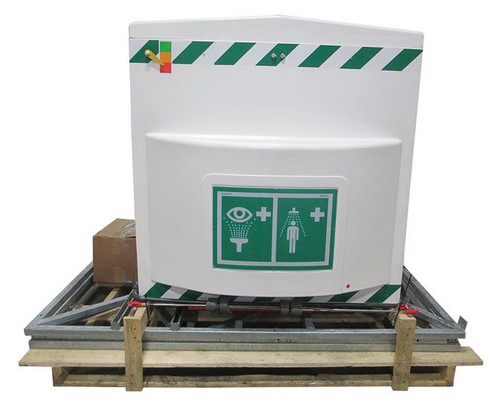 317 Gallon, Hughes Emergency Tank Shower with Eye/Face Wash, Galvanized Steel Frame, 110V GP - QS1200