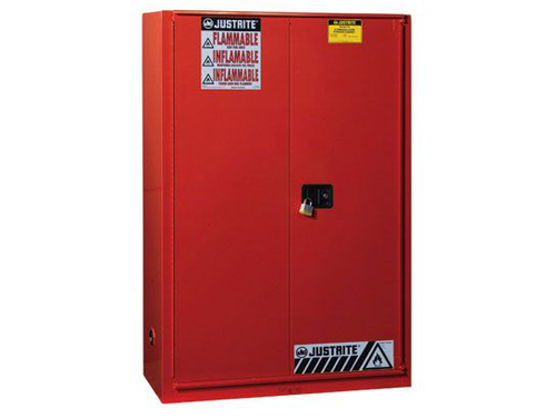 60 Gallon, 5 Shelves, 1 Bi-Fold Self-Close Door, Paint Safety Cabinet, Sure-Grip® EX, Red - 894591