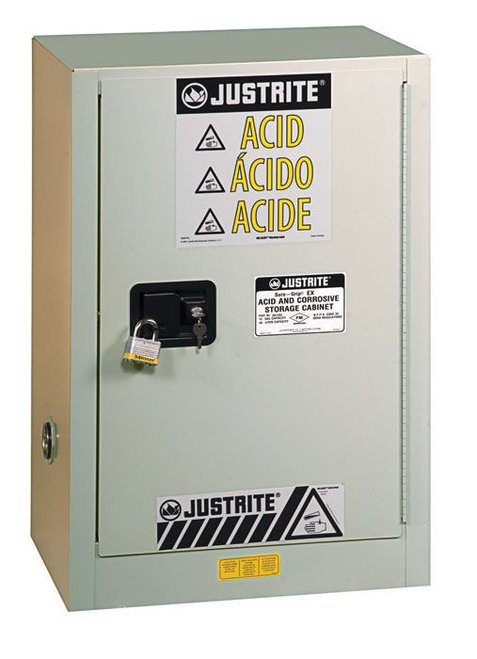 15 Gallon, 1 Shelf, 1 Door, Manual Close, Right Hinge, Corrosives/Acids Safety Cabinet, ChemCor® Under Fume Hood, Light Neutral - 8825072