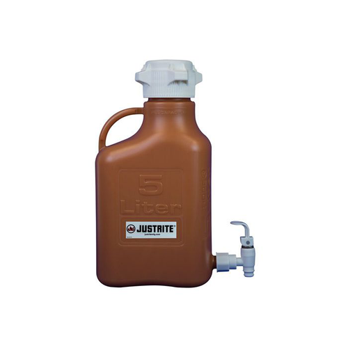 5 Liter HDPE Carboy With Spigot, 83mm Cap, Amber - 12924