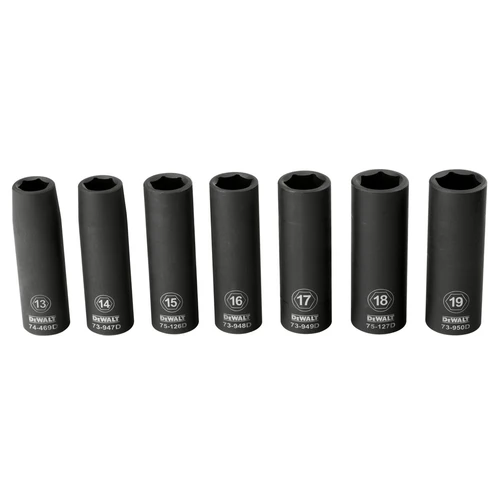 DWT 1/2IN DR 7PC DP IMPACT SOCKET SET MM