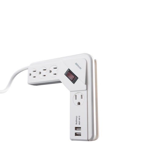 Woods SURGE, USB 4 OUT DSKTP CRNR 2.4A 490J 4' 6/BX