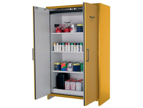 45 Gallon, 3 Shelves, 2 Hybrid-Close Doors, 90-Minute EN Flammable Safety Cabinet, Yellow - 22607