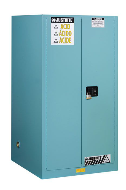 60 Gallon, 2 Shelves, 2 Doors, Self Close, Corrosives/Acid Steel Safety Cabinet, Sure-Grip® EX, Blue - 896022