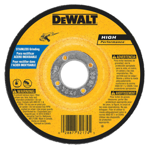 DEWALT 6-Inch By 1/4-Inch T27 Stainless Steel Cutting/Grinding Wheel, 7/8-Inch Arbor