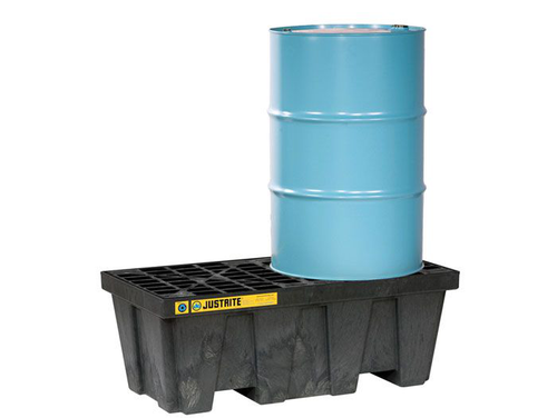 2 Drum Plastic Pallet, In-line, without Drain, EcoPolyBlend™, Black - 28623