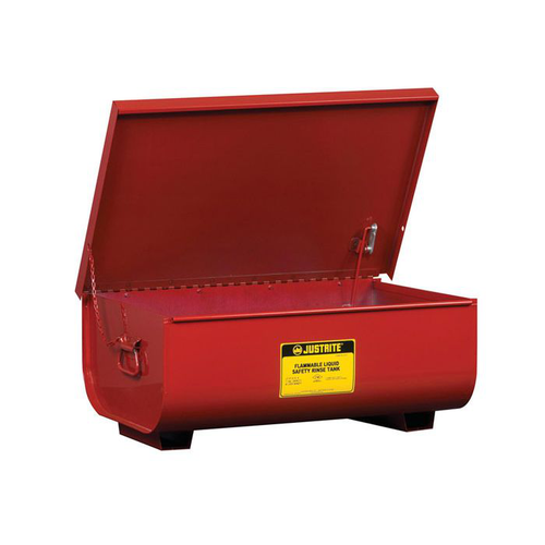 11 Gallon Rinse Tank, Benchtop, Lift-And-Latch Cover With Fusible Link, Drain Plug, Steel, Red - 27311