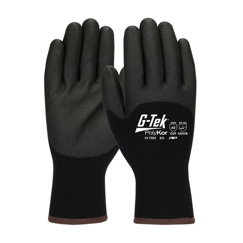 G-Tek® PolyKor® 41-7322  Protection From Cold, Size 2XL, Black, ANSI A2