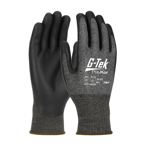 G-Tek® PolyKor® X7™ 16-377  Cut Resistant Gloves, Size L, Black, ANSI A7