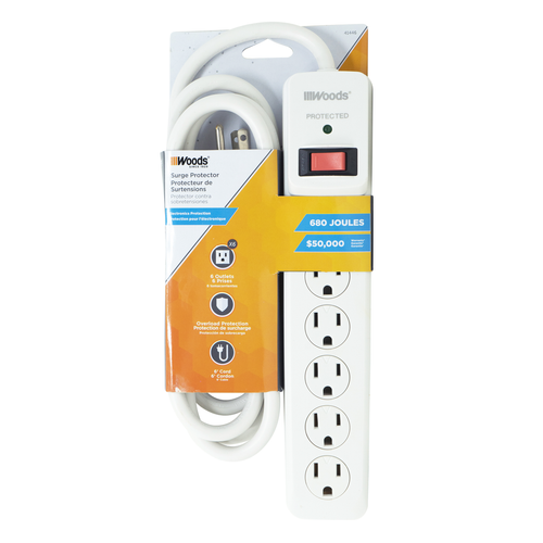 Woods SURGE, 6 OUT SURGE 680J 6' CORD 6/BX