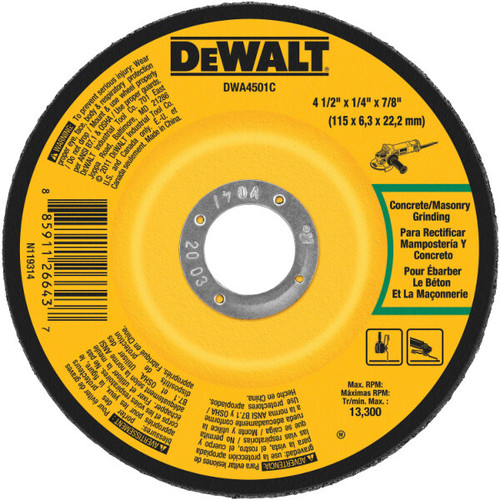 DEWALT 4-1/2" x 1/4" x 7/8" Concrete/Masonry Grinding Wheel