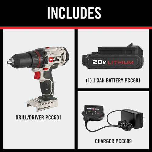 PORTER CABLE 20V MAX 1/2IN LITHIUM ION DRILL PROMO