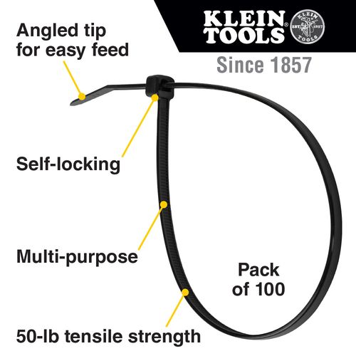 Cable Ties, Zip Ties, 50-Pound Tensile Strength, 7.75-Inch, Black