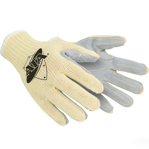 PIP® MATA30-BH  Leather Palm Gloves, Size L, Yellow, ANSI A6