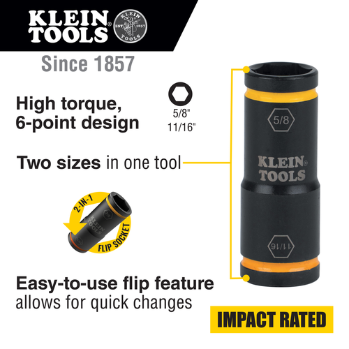 Flip Impact Socket, 11/16 and 5/8-Inch