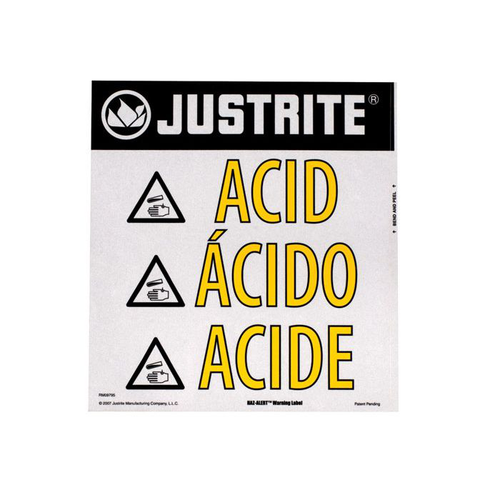 Acid Warning Label for Safety Cabinets, Small, Haz-Alert™ - 29008