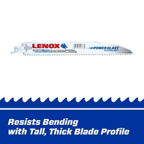 LENOX Demolition Reciprocating Saw Blade With Power Blast Technology, Bi-Metal, 9-Inch, 6 TPi, 50/Pk