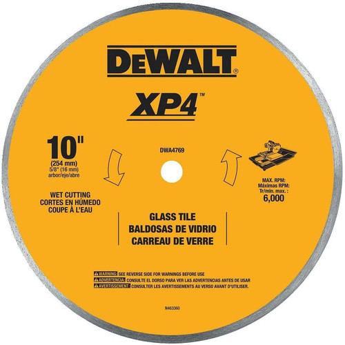 DEWALT Continuous Rim Glass Tile Blade, 10"