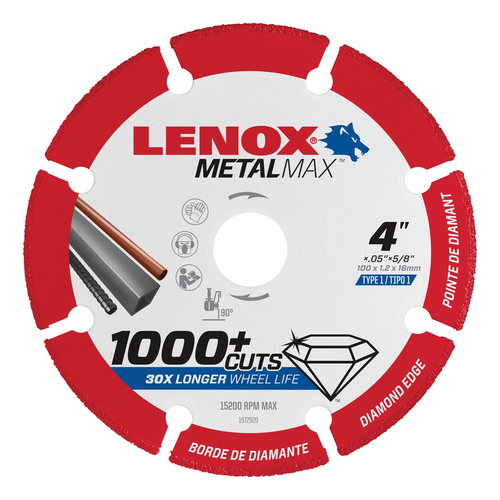 LENOX Tools Metalmax Cut Off Wheel, Diamond Edge, 4-Inch X 5/8-Inch