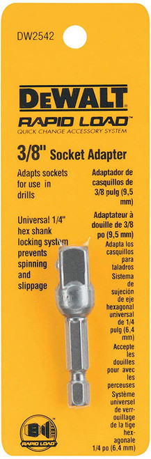 DEWALT 1/4-Inch Hex Drive To 3/8-Inch Socket Adapter , Silver