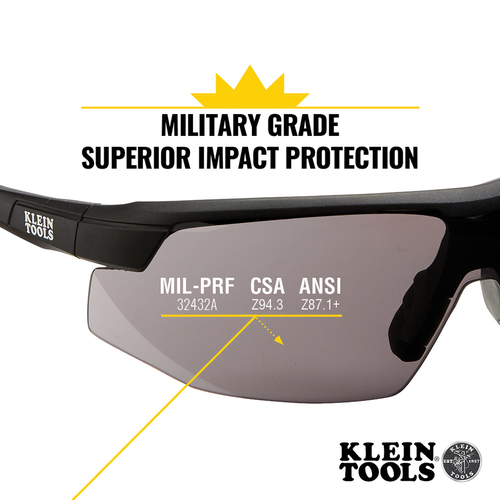 Klein Standard Safety Glasses, Gray Lens