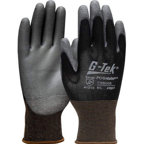 G-Tek® PosiGrip® 713SUGB  SeamlessGlove Coated, Size L, Black