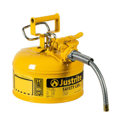 1 Gallon, 5/8" Metal Hose, Steel Safety Can for Diesel, Type II, AccuFlow™, Yellow - 7210220