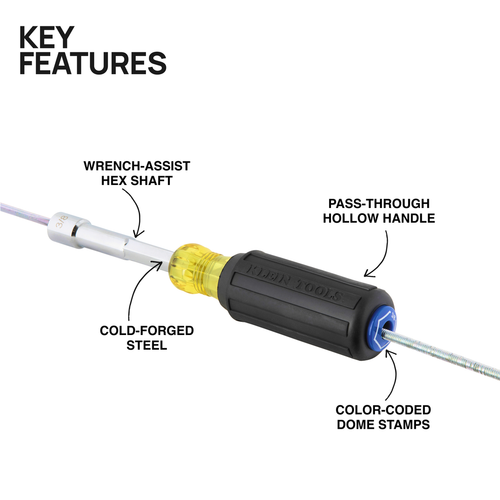 Color-Coded Hollow-Shaft Heavy-Duty Nut Driver, 3/8-Inch
