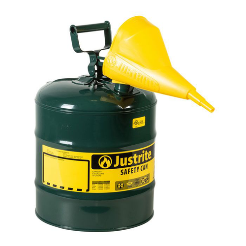 5 Gallon Steel Safety Can for Oil, Type I, Funnel, Flame Arrester, Green - 7150410