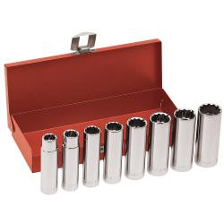 Klein 1/2" Drive Deep Socket Wrench Set, 8 Pc