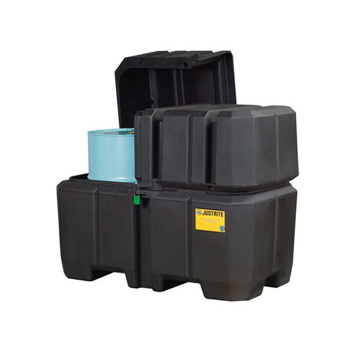 Double Drum Collection Center, Dual Covers, Forklift Channels, EcoPolyBlend™, Black - 28683