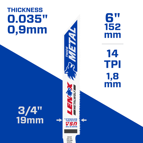 LENOX Reciprocating Saw Blades, Metal Cutting, 6-Inch, 14 TPi, 5-Pack 1