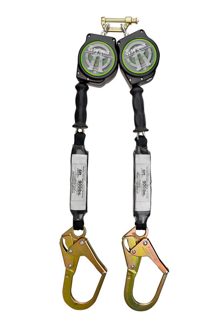 SafeWaze Latitude HD 10' Dual Cable SRL: SW-9012 BWB, Rebar Hooks  (P/N SW-8008-10-RBH-DL)