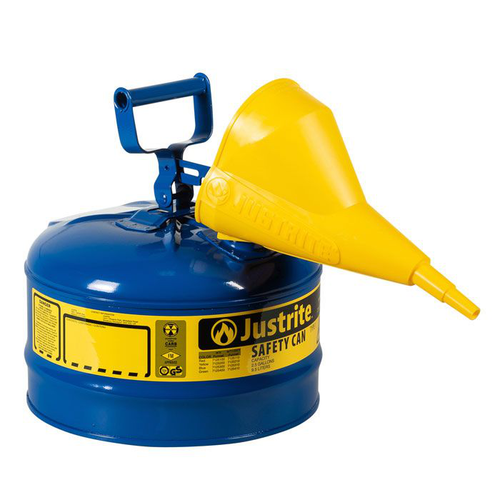 2.5 Gallon Steel Safety Can for Kerosene, Type I, Funnel, Flame Arrester, Blue - 7125310