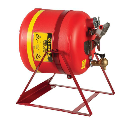 5-Gallon, Polyethylene Safety Can, Tilt-style with Stand, Top Self-Close Brass Faucet, Red - 14535