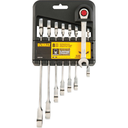 DEWALT 8pc Ratcheting Combo Wrench-MM 2/pk