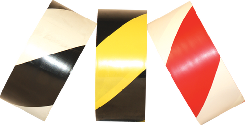 Electro-Tape  2" (50 mm)   x 36 yd Laminated Safety Striped PVC Tape - Black/Yellow 24/CS