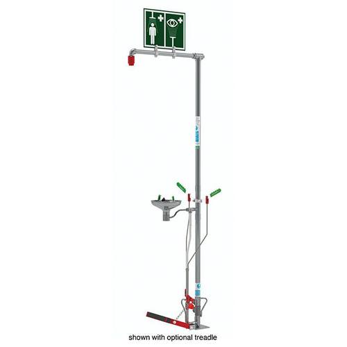 Floor Mount, Self-Draining Hughes Drench Shower, Galvanized Pipe - SD18G