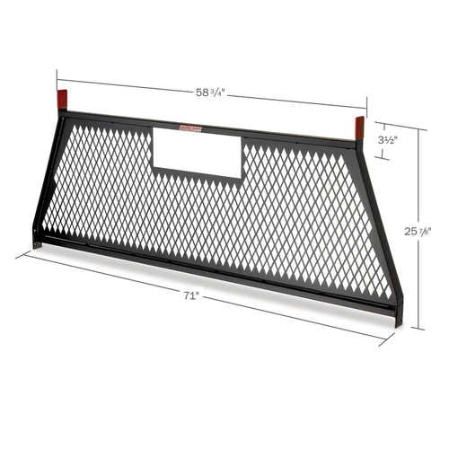 Full Size Diamond Punched Cab Protector Screen - Steel, Gloss Black Finish
