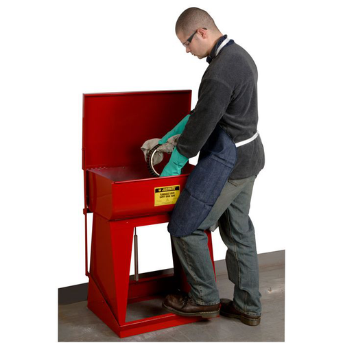 11 Gallon Rinse Tank, Floor-Standing, Foot-Operated Self-Close Cover, Drain Plug, Steel, Red - 27110