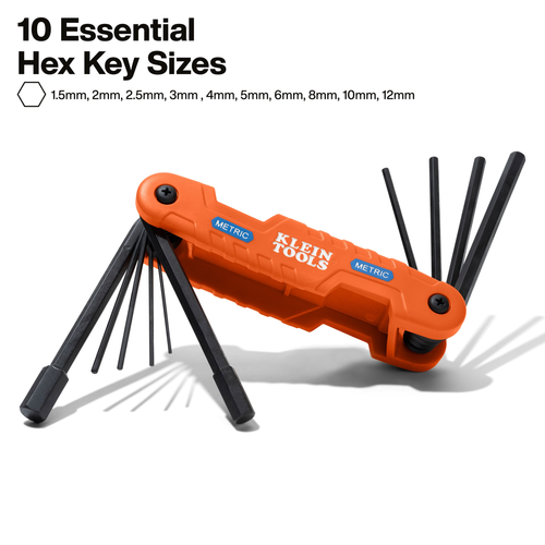 Pro Folding Hex Key Set, 10-Key, Metric Sizes