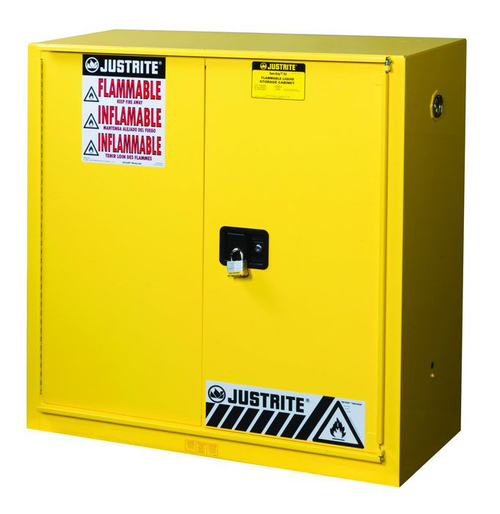 40 Gallon, 3 Shelves, 1 Bi-Fold Self-Close Door, Paint Safety Cabinet, Sure-Grip® EX, Yellow - 893090