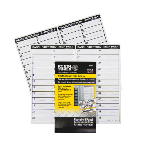 Klein Wire Markers-Household Electric Panel w/Directory