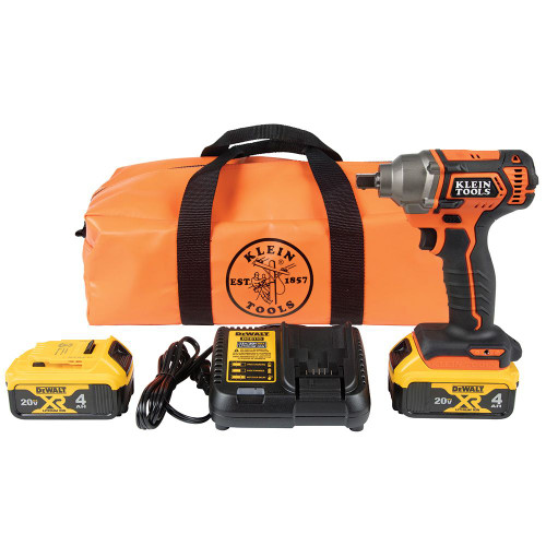 Klein Battery-Operated Compact Impact Wrench, 1/2-Inch Detent Pin, Full Kit